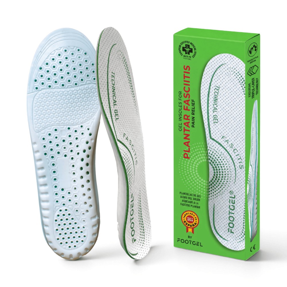Footgel Einlegesohlen bei Plantarfasziitis neben der Verpackung