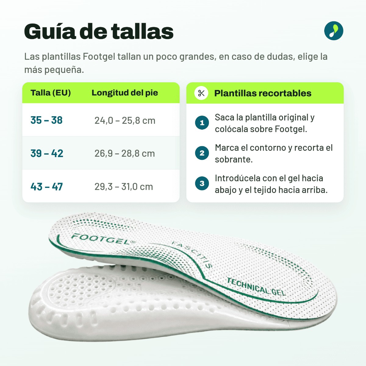 Footgel Einlegesohlen bei Plantarfasziitis neben der Verpackung