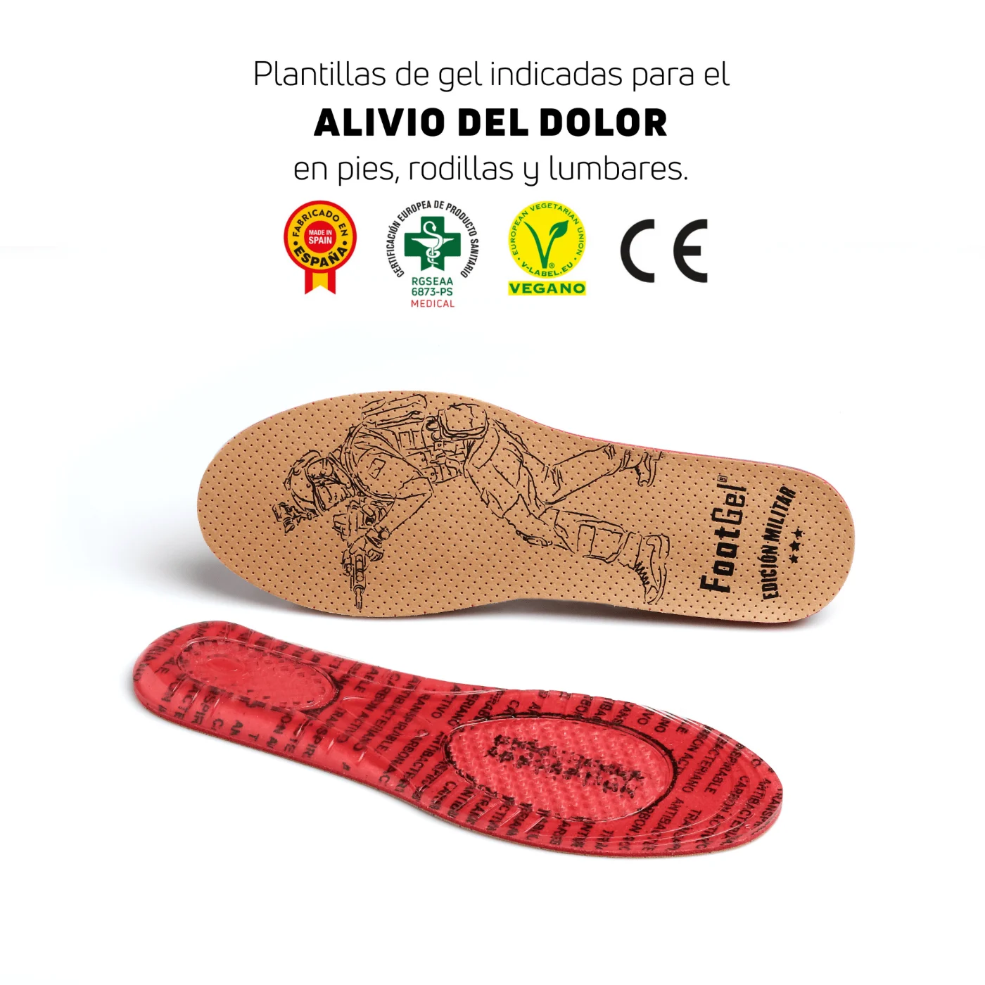 Plantillas Footgel Militar y Policía colocadas en el calzado