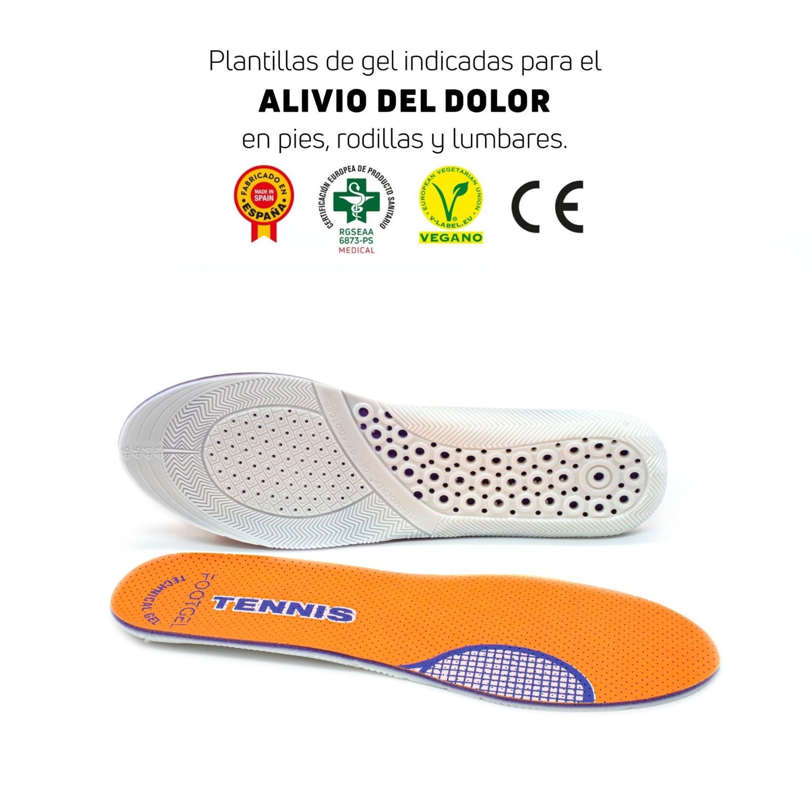 Plantillas Footgel Tenis colocadas en el calzado
