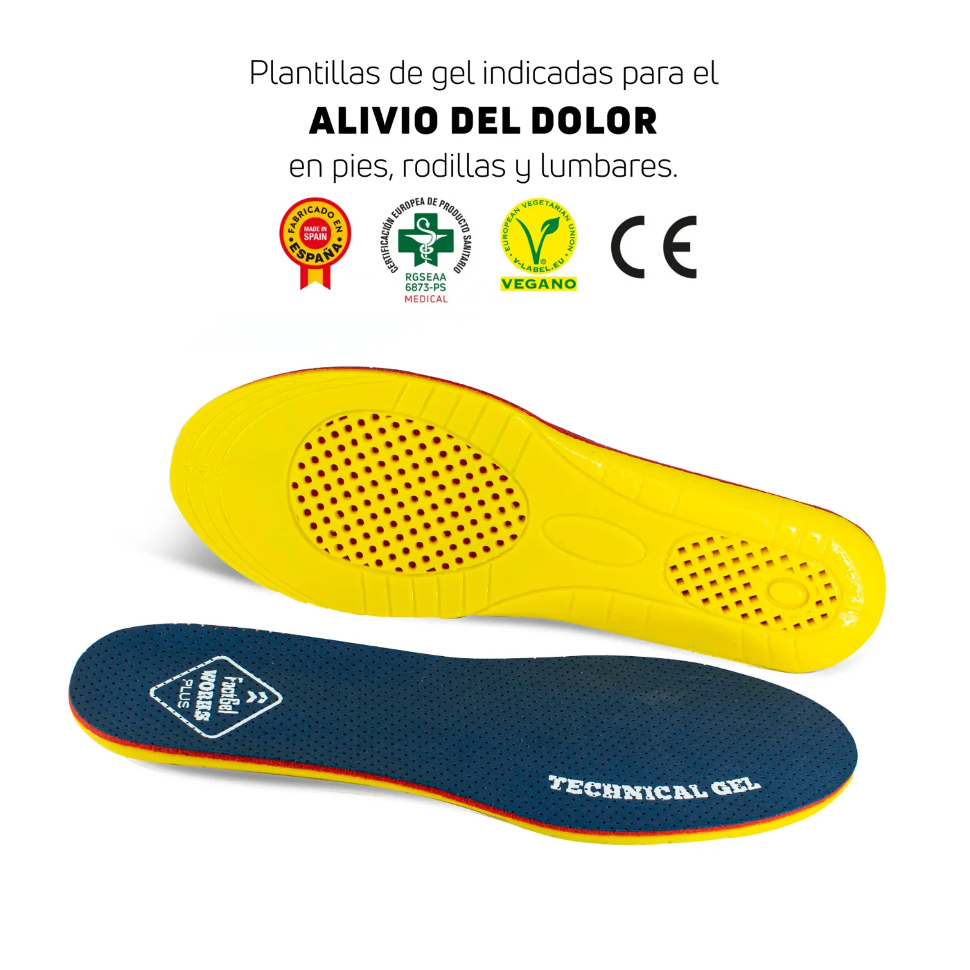 Plantillas Footgel Works Plus colocadas en el calzado